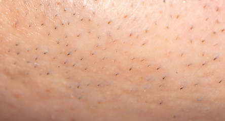 Shaved facial hair of a man. Macro