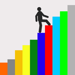 grafico economia, istogrammi, statistiche, man