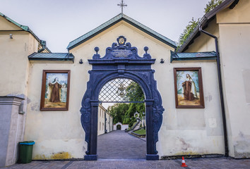 Entrance to Discalced Carmelites Monastery in Czerna, small village in Poland
