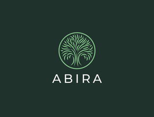 Abstract round tree logo icon. Universal creative premium solid symbol. Vector circle life tree sign.