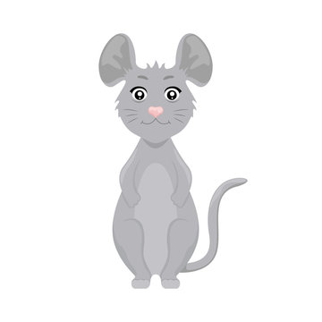 Cute cartoon mouse. Symbol of 2020. Vector Merry Christmas and Happy New Year illustration.