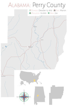 Large and detailed map of Perry county in Alabama, USA