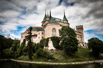 Fototapeta premium Bojnice medieval castle, UNESCO heritage in Slovakia. Romantic castle with gothic and Renaissance elements built in 12th century.