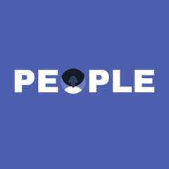 Graphic design. People sign with a young black female character's portrait. Diversity. Uniqueness. Community. Group. Flat editable vector illustration, clip art