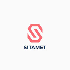 Modern creative  letter S logotype. Abstract hexagon logo. Creative dynamic round logotype. Connection symbol.