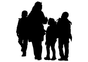 Families with little child on white background