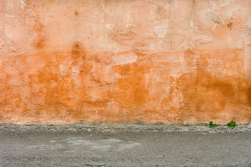 Grunge aged texture street urban background Old concrete wall orange saver model shooting