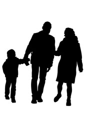 Families with little child on white background