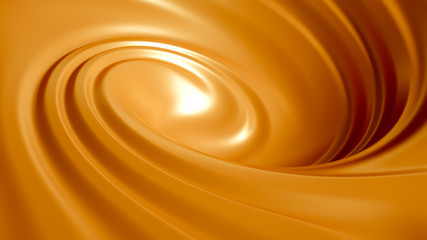 Spiral splash caramel. 3d illustration, 3d rendering.