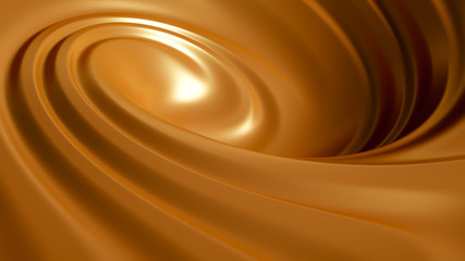 Spiral splash caramel. 3d illustration, 3d rendering.