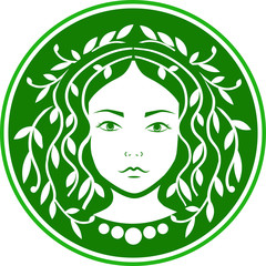 Forest girl with leaves in her hair.