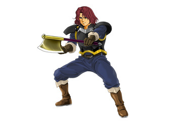 斧を持った戦士　Fantasy Fighter Character　on white background