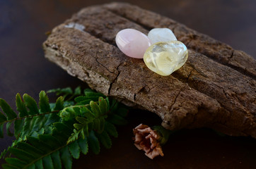 Positivity Crystals, Mindfulness. Tumbled Crystal Bundle: Rose Quartz, Citrine, and Milky Quartz. Spring Cleaning, reiki energy healing crystal collection. Pastel stones. 