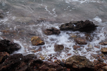 long exposure rocks and waves background