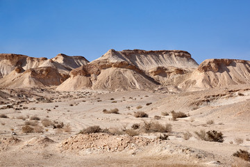 Israel. Desert Negev. Landscape on the way from Jerusalem to Eilat