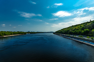 view of river dniepr and blue sky