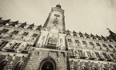 Old City Hall on Rathausmarkt in Hamburg. Hamburg, Germany