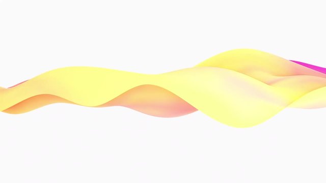 Abstract 3d colors waves animation on white background. 4k seammless loop render footage.