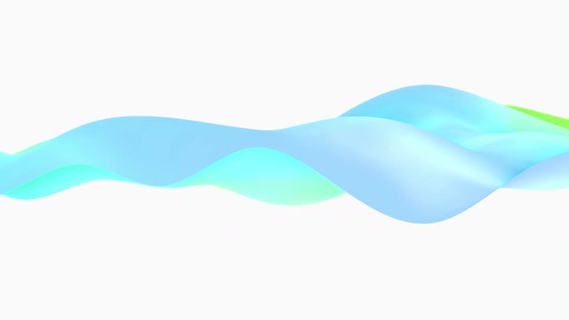 Abstract 3d colors waves animation on white background. 4k seammless loop render footage.
