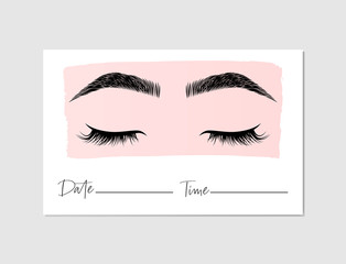 Beauty salon, the brow bar, lashes appointment card template