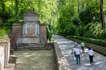 Old buildings of the streets around the cathedral of Granada, in the old town in Granada, Spain