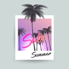 Summer Sale polaroid creative design. Vector illustration.EPS 10.