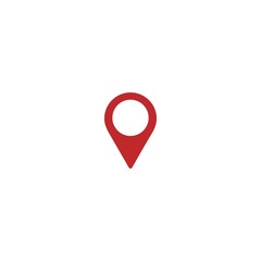 red location icon. GPS pointer. Map pin. Navigator guide. Vector simple button.