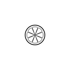 Lemon or orange lime citrus slice silhouette vector icon illustration on white background. Fresh sour vector lemon icon.