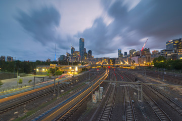 Fototapeta na wymiar Melbourne Street and Train