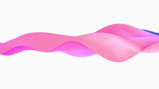 Abstract 3d colors waves animation on white background. 4k seammless loop render footage.
