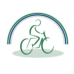 WebCycling stylized symbol, cyclist silhouette, cycling logo