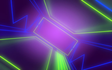 3d neon tunnel abstract background . 3d illustration