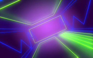 3d neon tunnel abstract background . 3d illustration