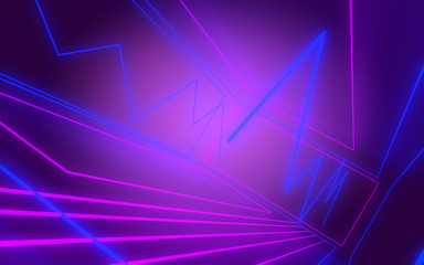 3d neon tunnel abstract background . 3d illustration