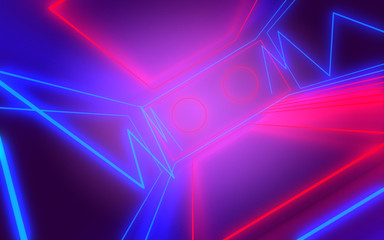 3d neon tunnel abstract background . 3d illustration