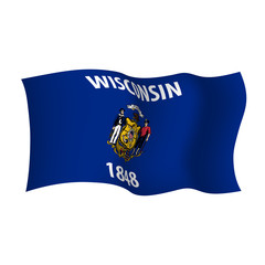 Wisconsin vector flag. Vector illustration of waving flag of Wisconsin state. United States of America.
