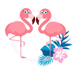 Pink cute pink flamingo vector illustration