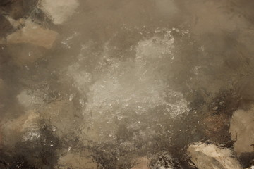 steam rising and rolling from the bubbling boiling water of a volcanic hot spring in a beautiful national park near Pai, Northern Thailand, Southeast Asia