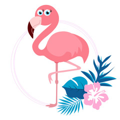 Pink cute pink flamingo vector illustration