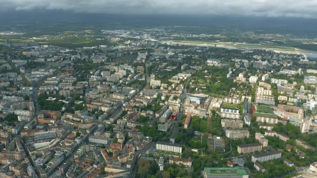 Aerial view of Geneva airport area, Switzerland