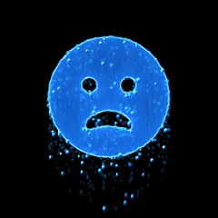 Wet symbol frown open is blue. Water dripping