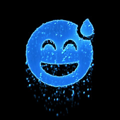 Wet symbol grin beam sweat is blue. Water dripping