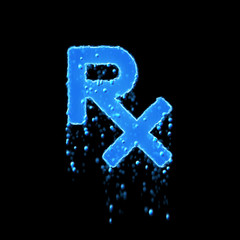 Obraz premium Wet symbol prescription is blue. Water dripping