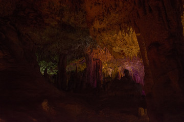 Cave interior with stalactites and stalagmites