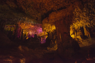 Cave interior with stalactites and stalagmites