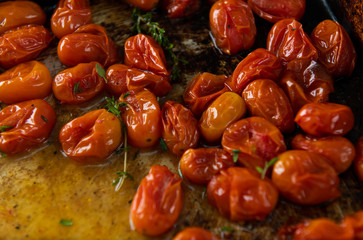 Organic Cherry Tomatoes Oven Roasted with Fresh Herbs and Pepper