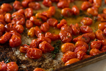 Organic Cherry Tomatoes Oven Roasted with Fresh Herbs and Pepper