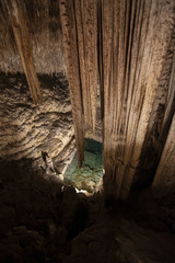 Cave interior with stalactites and stalagmites