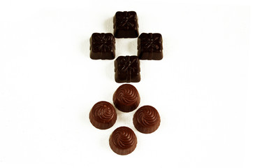 Chocolate candy isolated on white background.