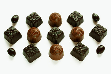 Candy made of chocolate isolated on white background.